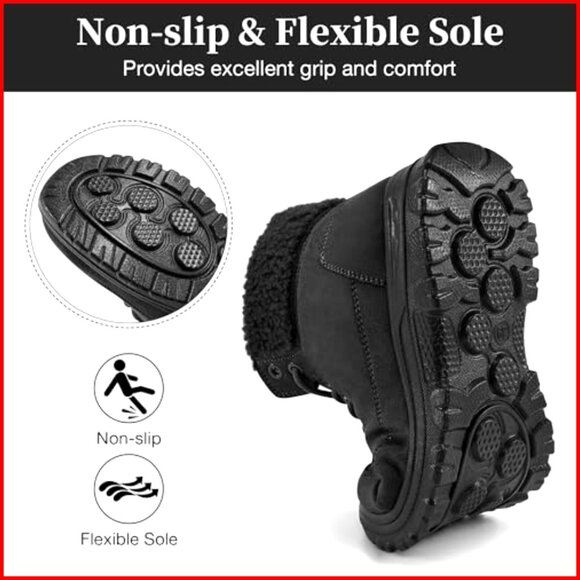 Women's Winter Snow Boots Ankle Booties Fur Lined Lace Up Water Resistant - Picture 5 of 7